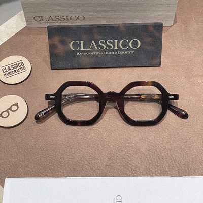 Classico台湾设计师品牌 日系手造板材粗框眼镜架多边近视眼镜框
