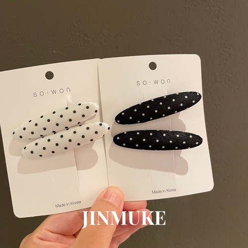 JINMUKE韩国进口发饰波点发夹甜美时尚刘海夹气质长方侧边碎发夹