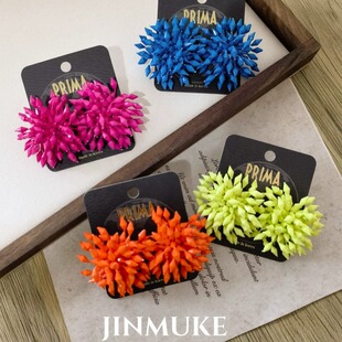 JINMUKE韩国进口耳饰夸张个性冰凌花朵大耳钉耳环新品气质款