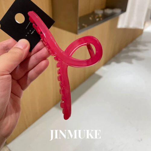 JINMUKE韩国饰品加大号13厘米果冻色抓夹鲨鱼夹交叉亚克力抓夹新