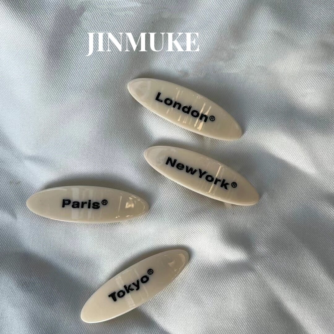 JINMUKE韩国饰品进口发饰字母个性奶白气质发夹刘海夹边夹侧夹新