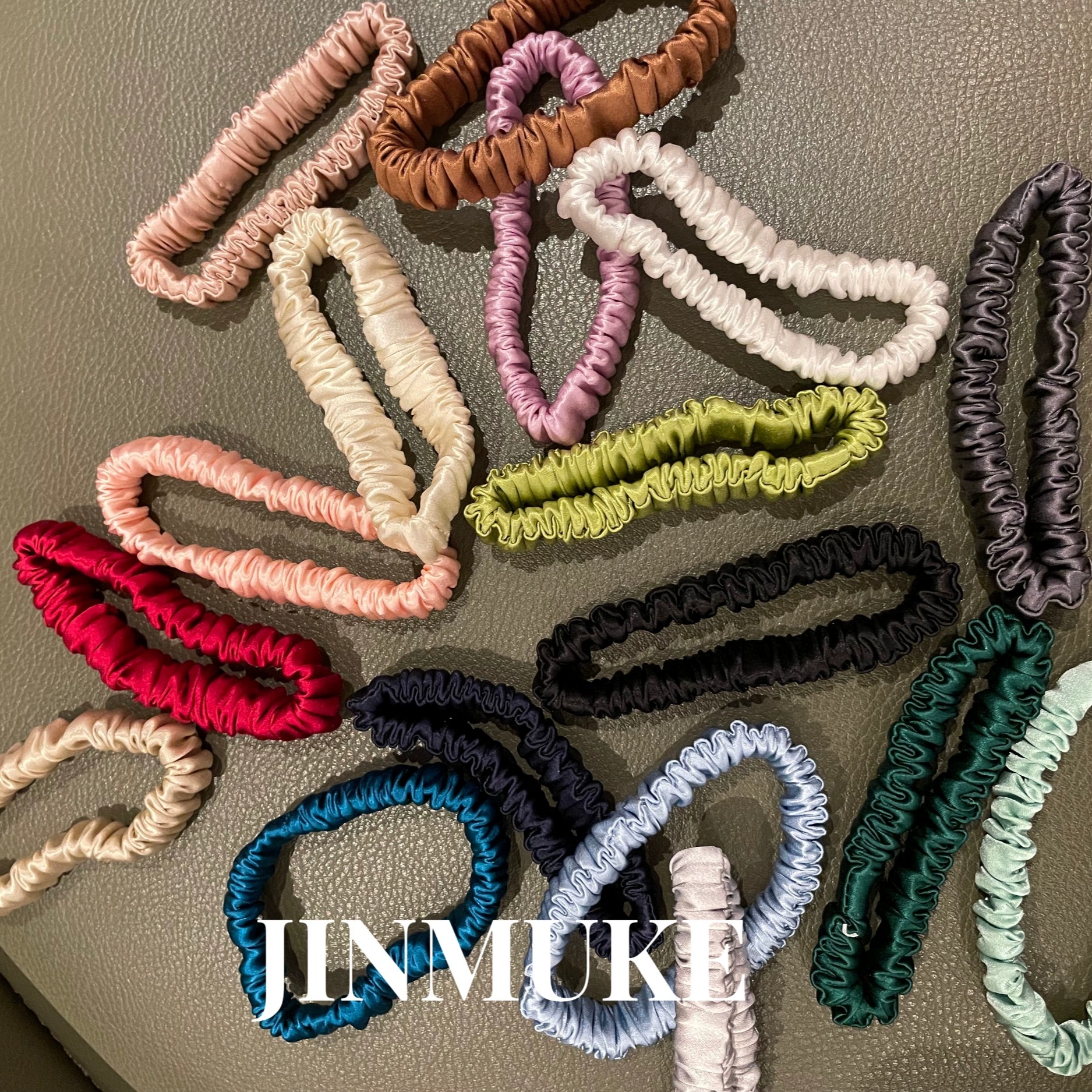 JINMUKE韩国进口19姆米褶皱真丝发圈好品质加厚桑蚕丝1cm护发发绳