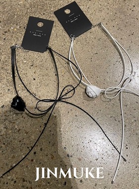 JINMUKE韩国进口时尚首饰品气质银玫瑰花项链女蝴蝶结锁骨链新款