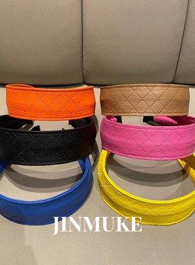 JINMUKE韩国进口发饰气质时尚菱格纹压花宽边发箍头箍发卡新品