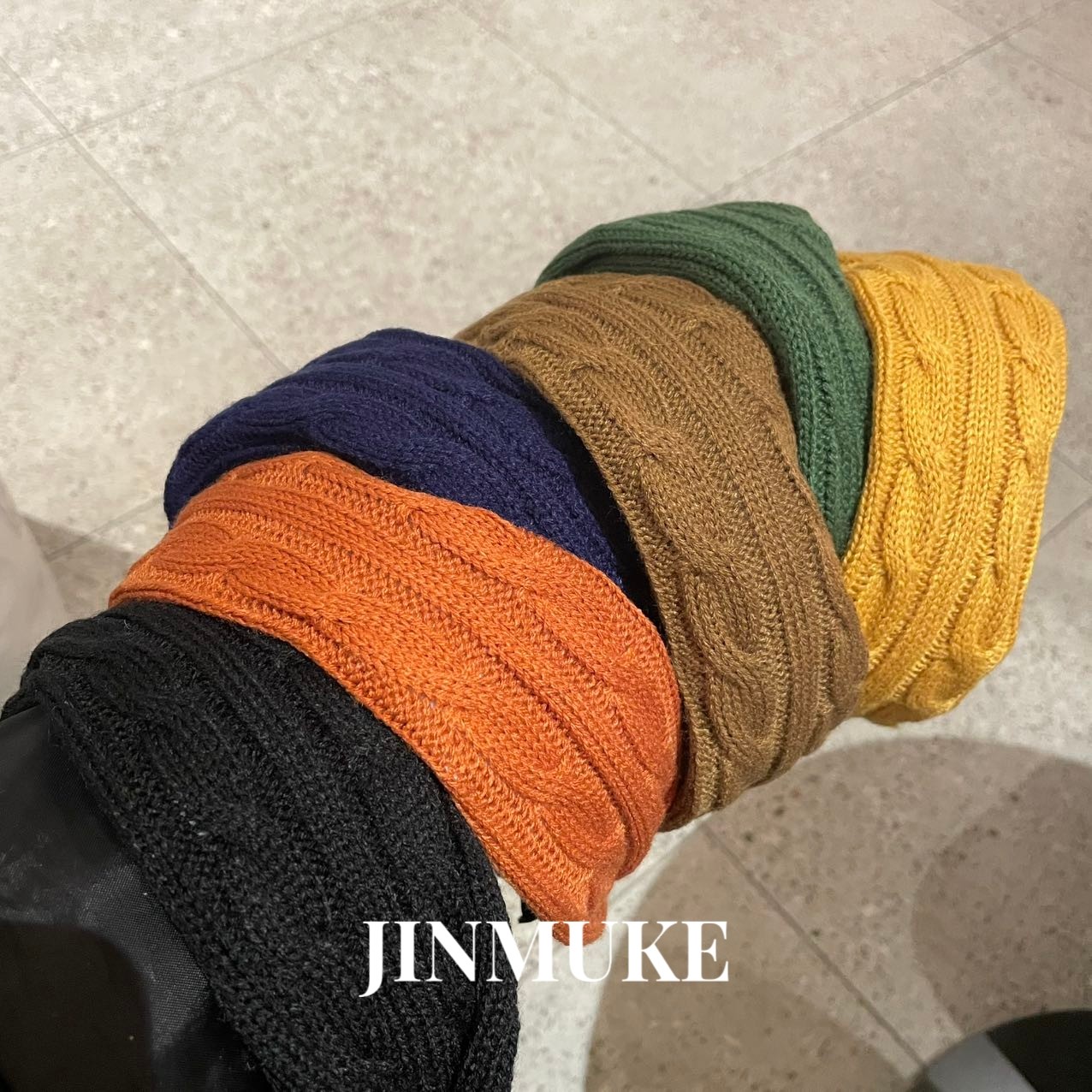 JINMUKE韩国进口发饰品冬新款气质百搭麻花编织针织宽边发箍头箍