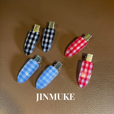 JINMUKE韩国进口时尚发饰头饰新款格子无痕刘海夹可爱蝴蝶结碎发