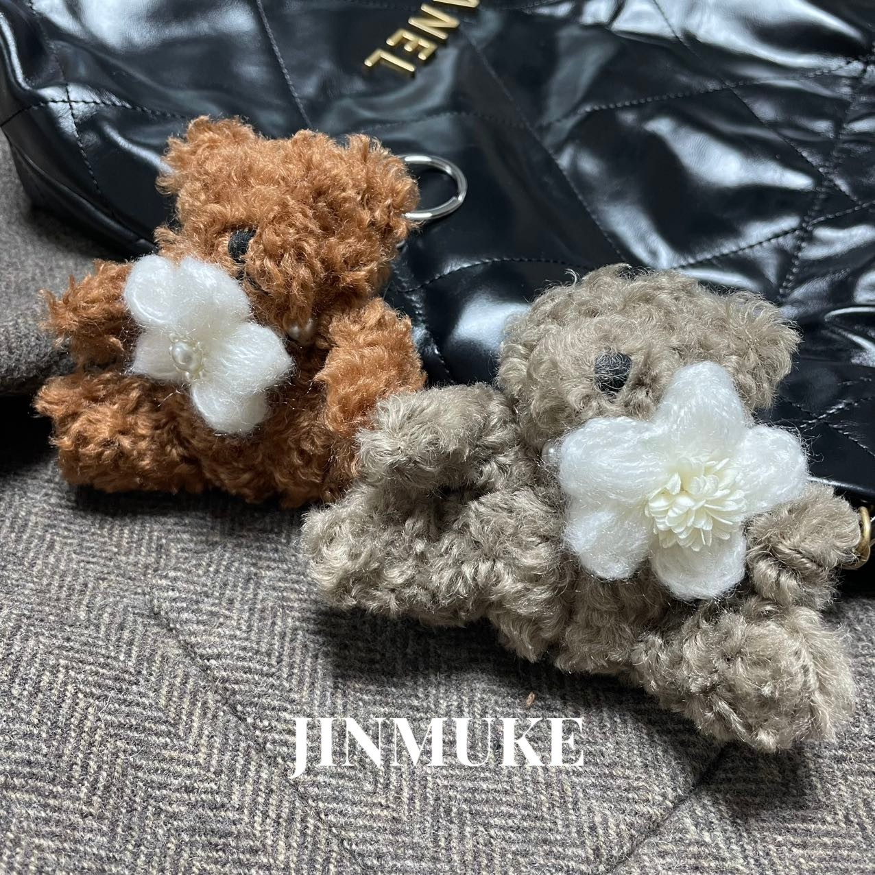 JINMUKE韩国进口配饰可爱小熊花朵气质包挂钥匙扣挂件新品