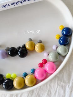 JINMUKE韩国进口多色圆球特别配色撞色大小球耳钉耳环百搭经典款