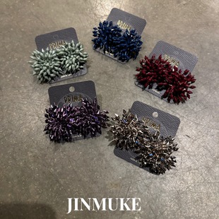 JINMUKE韩国饰品进口耳饰冰凌花气质夸张大耳钉耳环女新品