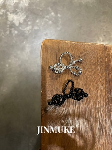 JINMUKE韩国进口饰品新款时尚百搭简约气质蝴蝶结手工串珠戒指