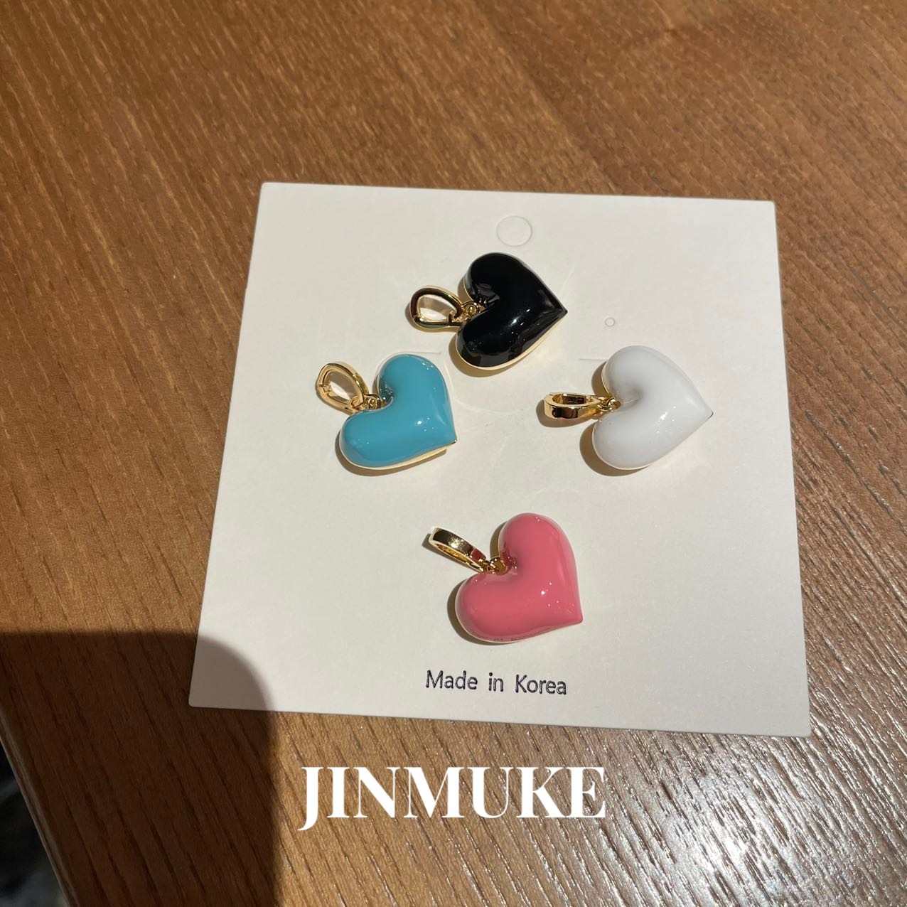 JINMUKE韩国进口饰品新款气质百搭高档串珠爱心吊坠项链锁骨链新