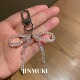 JINMUKE韩国进口配饰东大门蝴蝶结串珠闪亮钥匙扣包包挂件新品