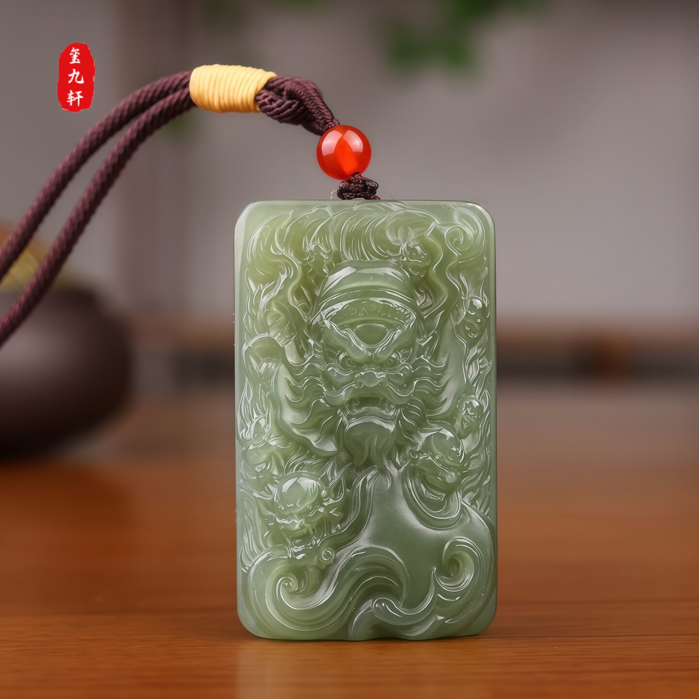 天然和田玉晴水天师钟馗玉牌吊坠