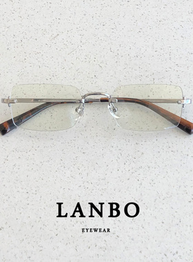 超轻钛架10g方框无边框近视眼镜男标准脸复古银色小框女可配度数