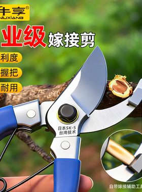 牛享专业级嫁接剪花卉园艺剪刀树枝盆栽果树修剪高硬度修枝钳工具