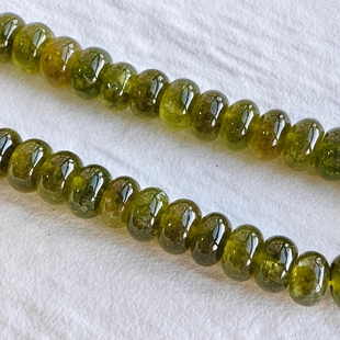 5*8mm天然橄榄绿加色碧玺车轮珠算盘散珠有孔手工diy手链饰品配件