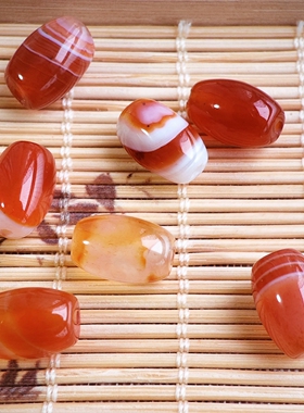 天然红玛瑙桶珠散珠子隔珠串珠手工diy手链饰品配件材料8-12mm