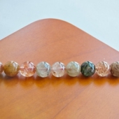 12mm天然彩发晶圆珠高冰老料散珠子有孔手工diy手链项链配件