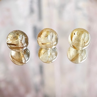 6-12mm天然金发晶圆珠有孔散珠手工diy手链项链半成品饰品配件