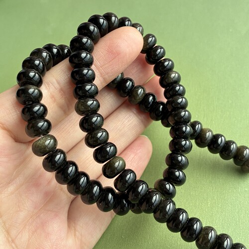 5*8mm天然黑曜石算盘珠108颗佛珠