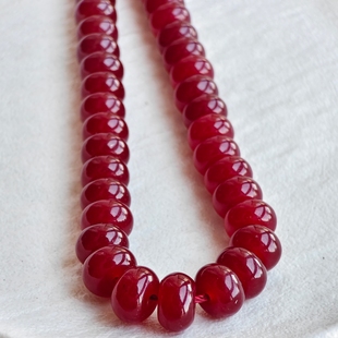 5*8mm天然石榴石加色算盘珠散珠子有孔手工diy手链项链饰品配件