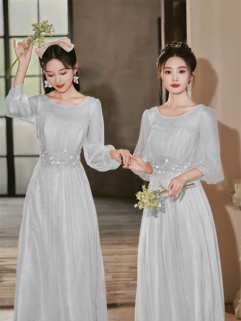 Bridesmaid dress, winter advanced evening dress, high-quality style