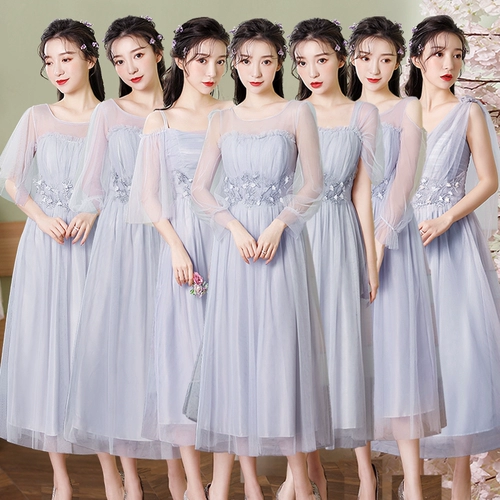 Длинное летнее платье подружки невесты, градиент, средней длины, для подружки невесты, подходит для подростков