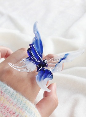 宋亚轩同款淄博琉璃蝴蝶戒指网红渐变拍照小众设计纯手工玻璃饰品