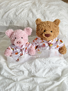 原创手作巴塞罗熊睡衣猪猪冰丝简约春夏薄款 睡衣高级感原创手作