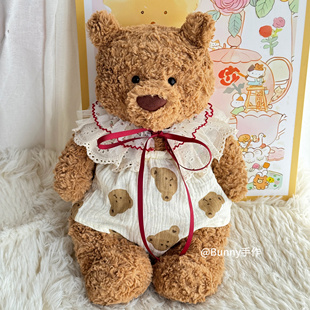 巴塞罗熊衣服穿搭自制手作法式 蕾丝围脖可爱围脖苦茶子 款