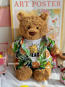 现货秒发！Jellycat巴塞罗熊衣服穿搭原创夏威夷风格衬衫百搭T恤