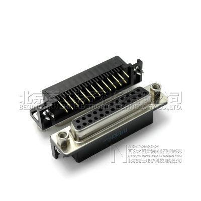 精工南士镀金DR25公头母头DB25针并口25孔90度弯脚25芯插板焊板式