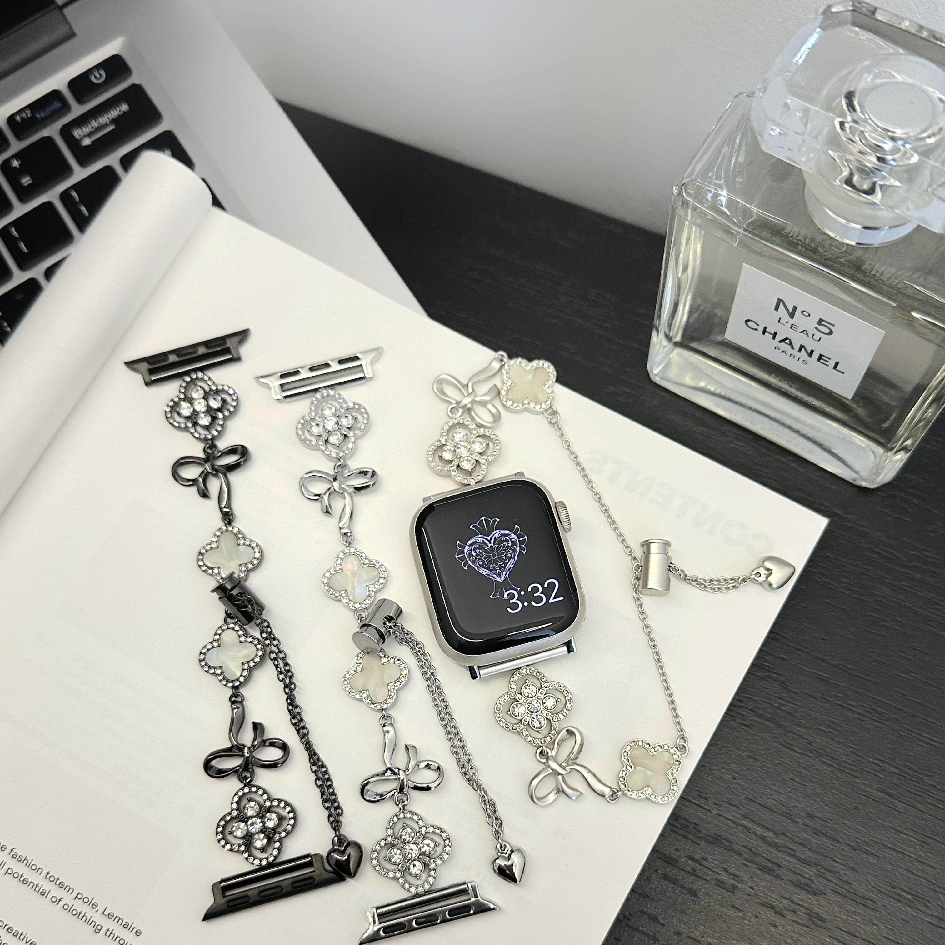 iwatch10代表带四叶草蝴蝶结金属