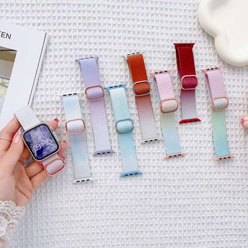 iwatch手表带渐变色调节编织尼龙
