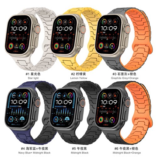 适用s11钢铁龙鳞硅胶磁吸手表带