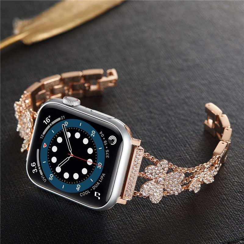 iwatch手表带S10代三叶草镶钻链