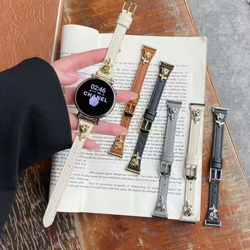 适用华为GT6/5pro真皮玫瑰花表带