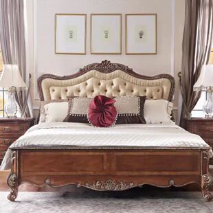 福溢家具 床头柜实木卧室小柜子收纳柜 法国风香颂系列床头柜欧式