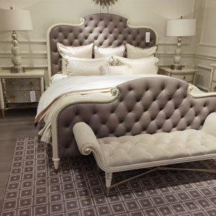 玖柒工坊美克家具美家轻奢全实木进口布艺大床定制美克双人床轻奢