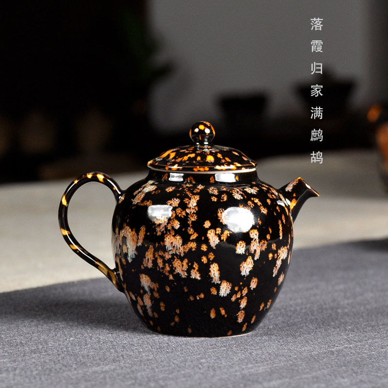 境水茗德鹧鸪釉釜壶茶壶壶景德镇手工陶瓷茶壶鹧鸪天鹧鸪羽泡茶壶