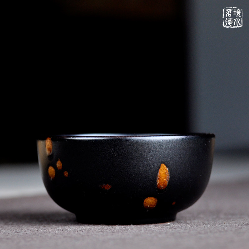 境水茗德手工菩提真叶茶盏茶碗菩提禅定杯男女主人杯馆藏级亚光