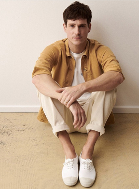 现货！男Bensimon正品法国授权松紧带脏旧橡胶底无鞋垫休闲帆布鞋