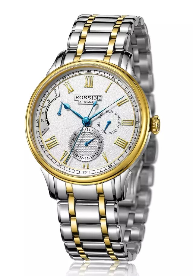 罗西尼5685t01a雅尊商务蓝爵系列18k金6针自动机械男表全国联保