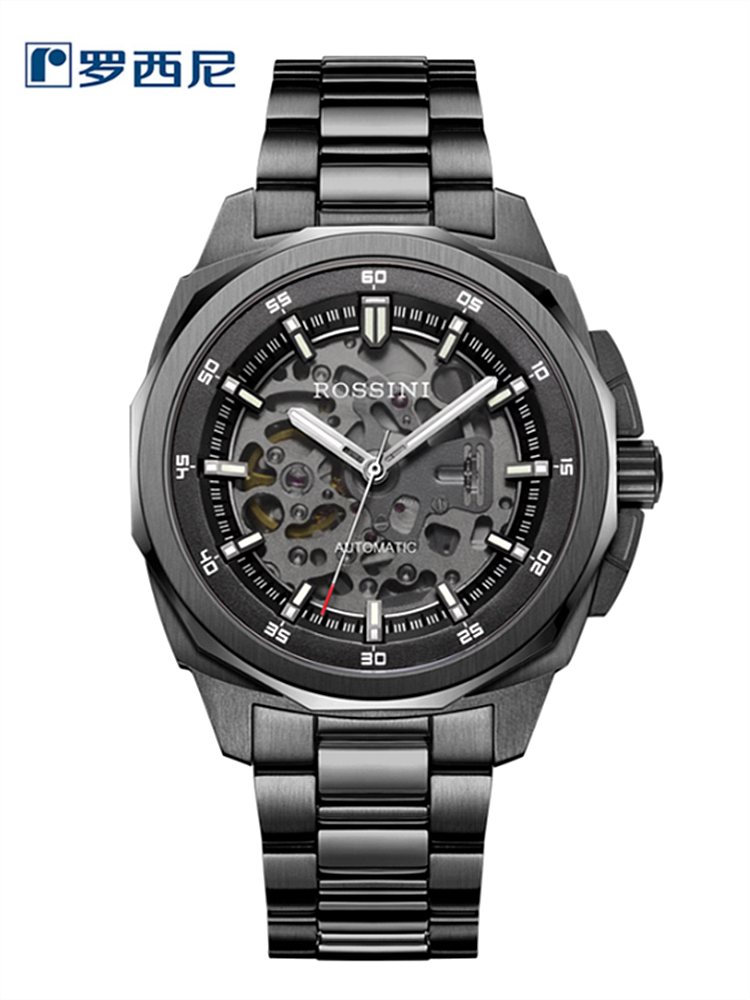 原厂罗西尼勋章骑士系列5979b02b夜光镂空自动机械100米防水男表