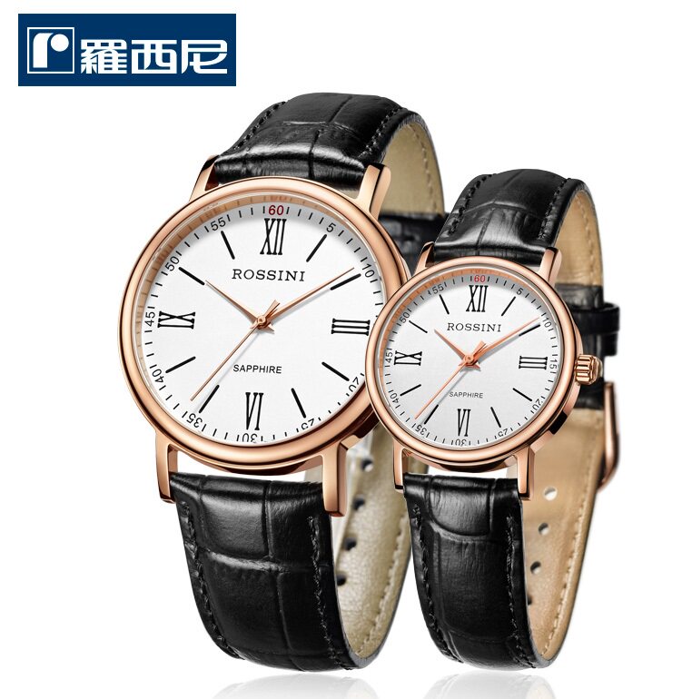 原厂正品rossini罗西尼6645/6646g01d简约时尚特价情侣表全国联保