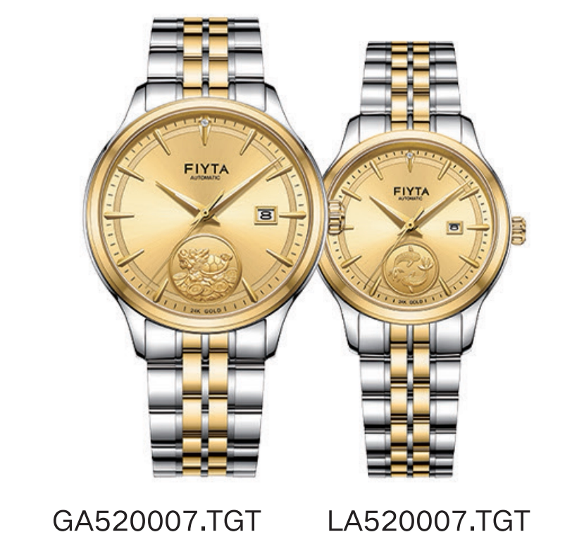 专柜直发飞亚达24k金币真钻520007.tgt自动机械情侣表全国联保