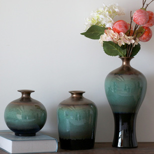 现代轻奢陶瓷花瓶酒柜软装 饰品摆件北欧创意样板间客厅电视柜摆设