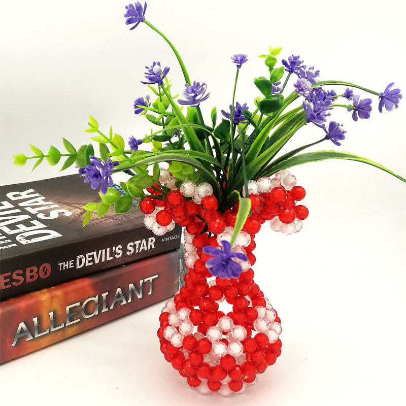 手工串珠花边花瓶客厅摆件材料包散珠装饰成品