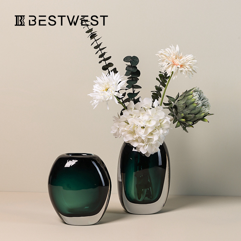 创意透明玻璃花瓶摆件样板间拍摄道具装饰摆设轻奢花瓶