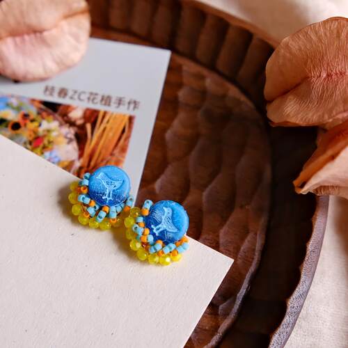 明艳耳饰小众琉璃俏皮感